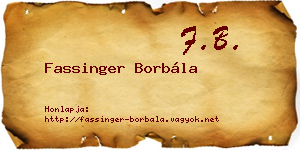 Fassinger Borbála névjegykártya